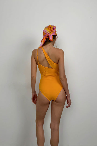 Asymmetrical Strappy Yellow Swimsuit