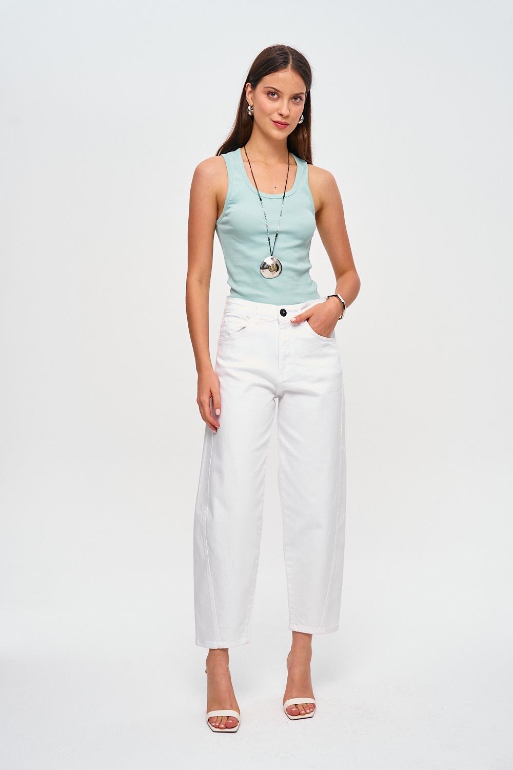 Baggy Balloon White Women's Jeans