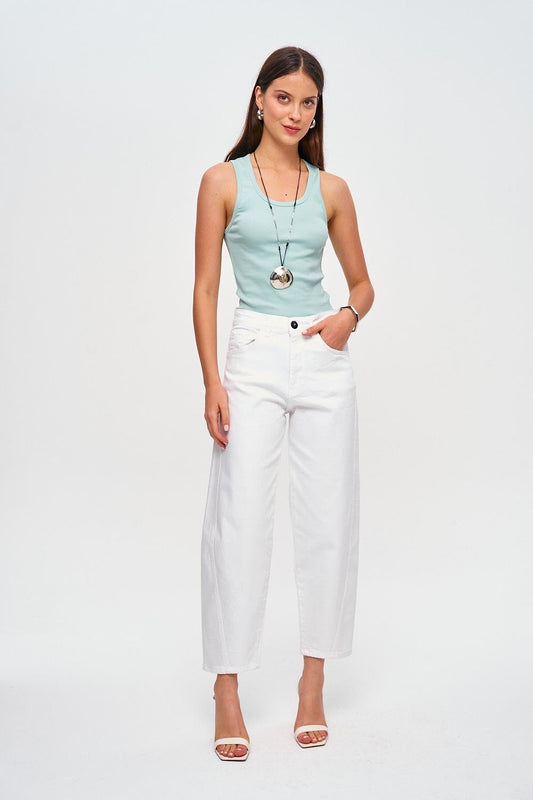 Baggy Balloon White Women's Jeans