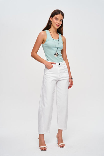 Baggy Balloon White Women's Jeans
