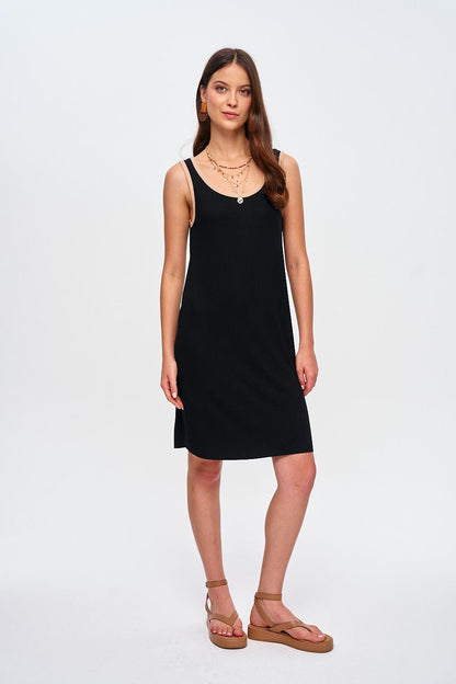 Basic Strappy Camisole Black Mini Dress