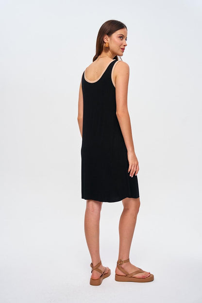 Basic Strappy Camisole Black Mini Dress