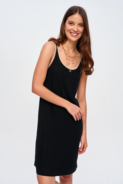 Basic Strappy Camisole Black Mini Dress