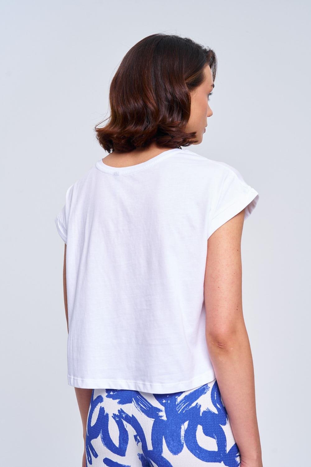 Basic Crew Neck White Women's Crop T-Shirt