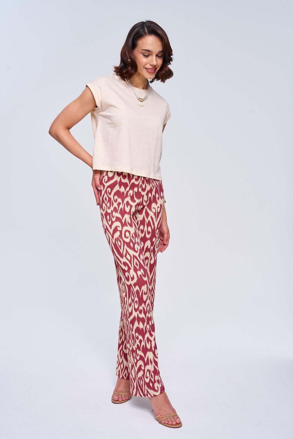Basic Crew Neck Cream Women's Crop T-Shirt
