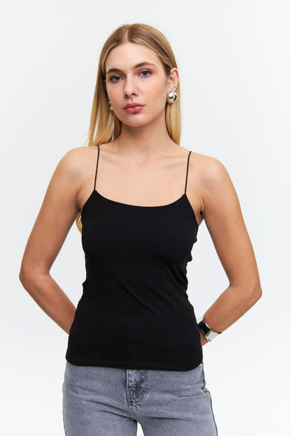 Basic Rope Strap Black Long Crop