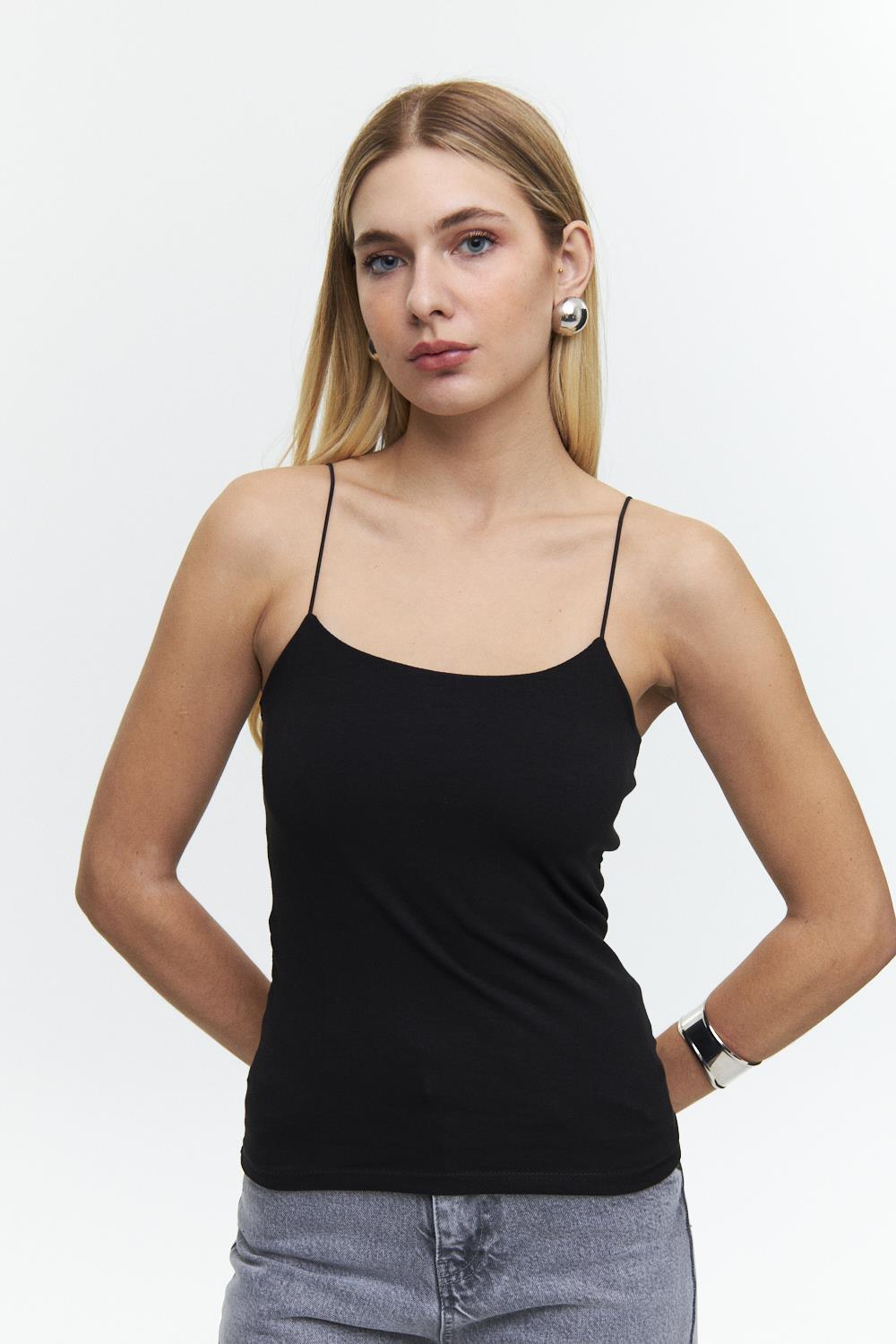 Basic Rope Strap Black Long Crop