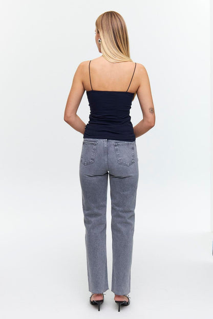 Basic Rope Strap Navy Blue Long Crop