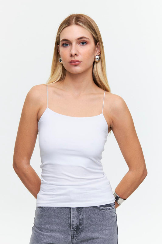 Basic Rope Strap White Long Crop