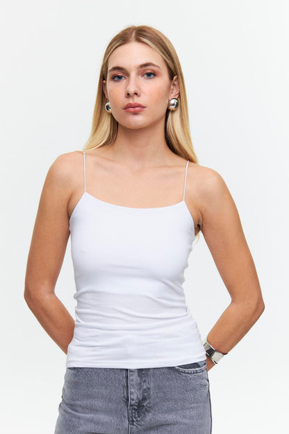 Basic Rope Strap White Long Crop