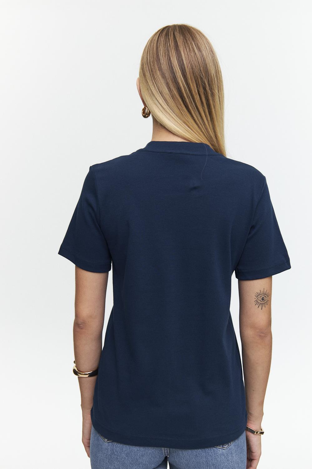 Basic Short Sleeve Navy Blue Women's T-Shirt
