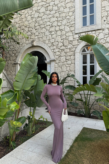 Dusty Rose Doss Long Backless Dress