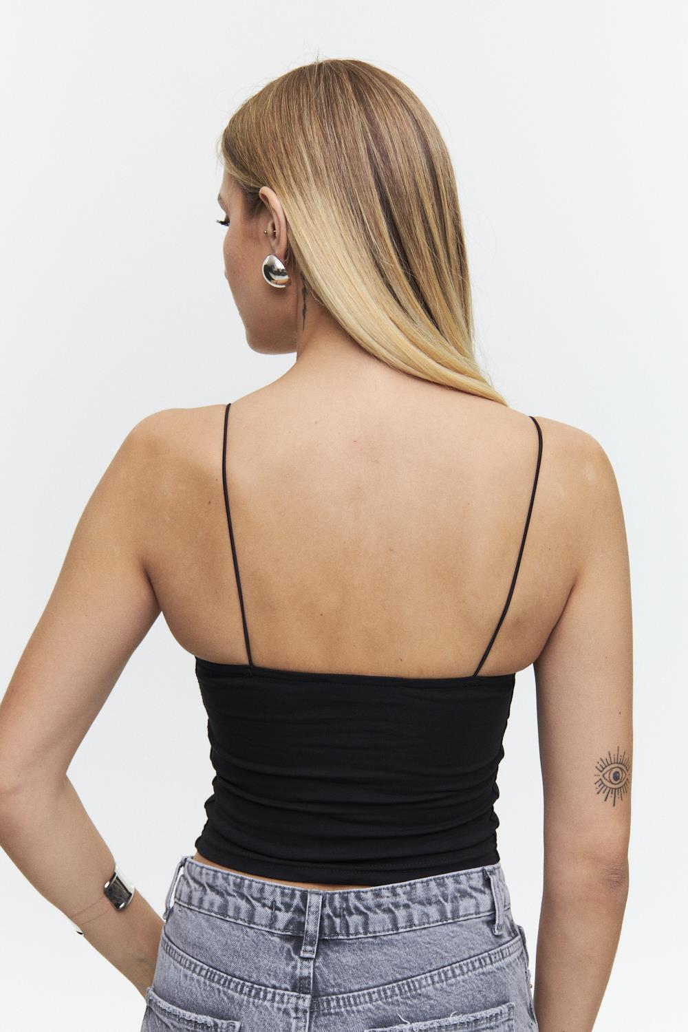 Black Crop Top with Rope Straps