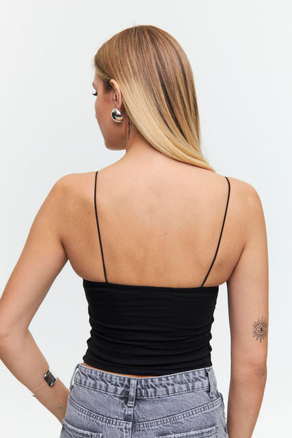 Black Crop Top with Rope Straps