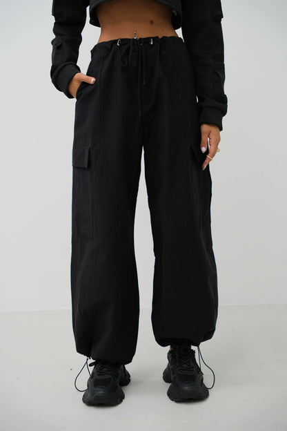 Cargo Pocket Black Jogger Pants
