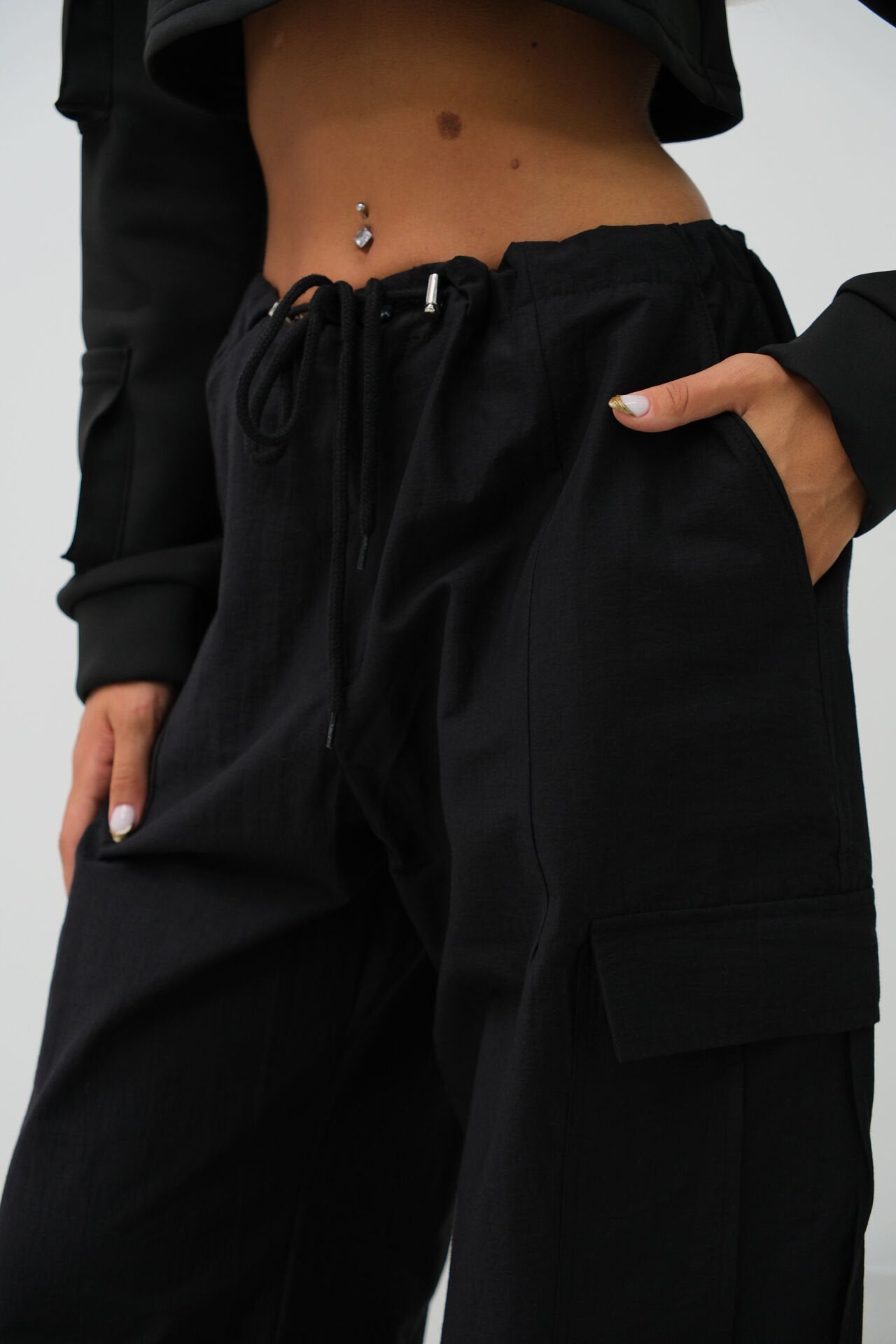Cargo Pocket Black Jogger Pants