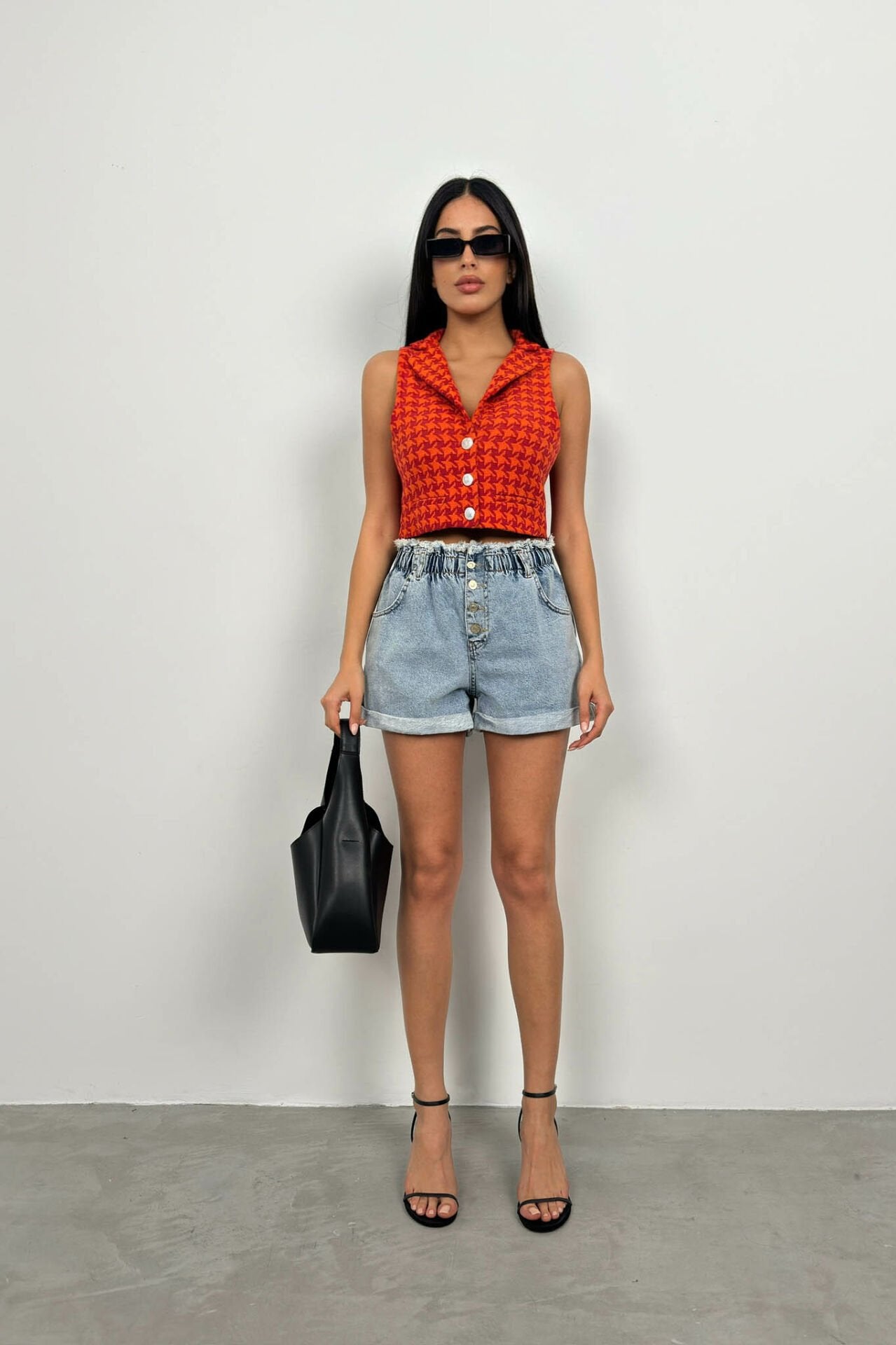 Houndstooth Crop Vest