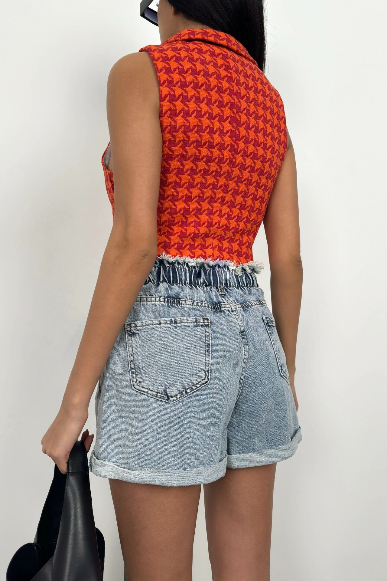 Houndstooth Crop Vest