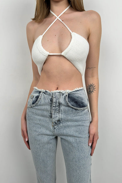 Beltless Low Waist Light Blue Jean