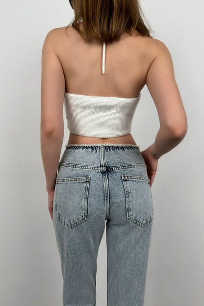 Beltless Low Waist Light Blue Jean