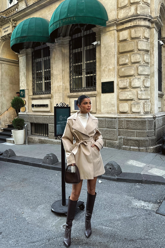 Cream Double Breasted Collar Jacket
