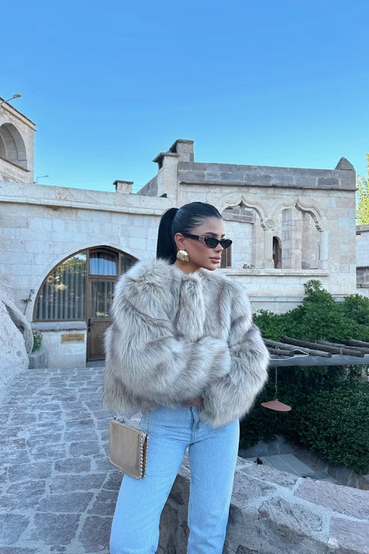 Cream Fur Detail Jacket
