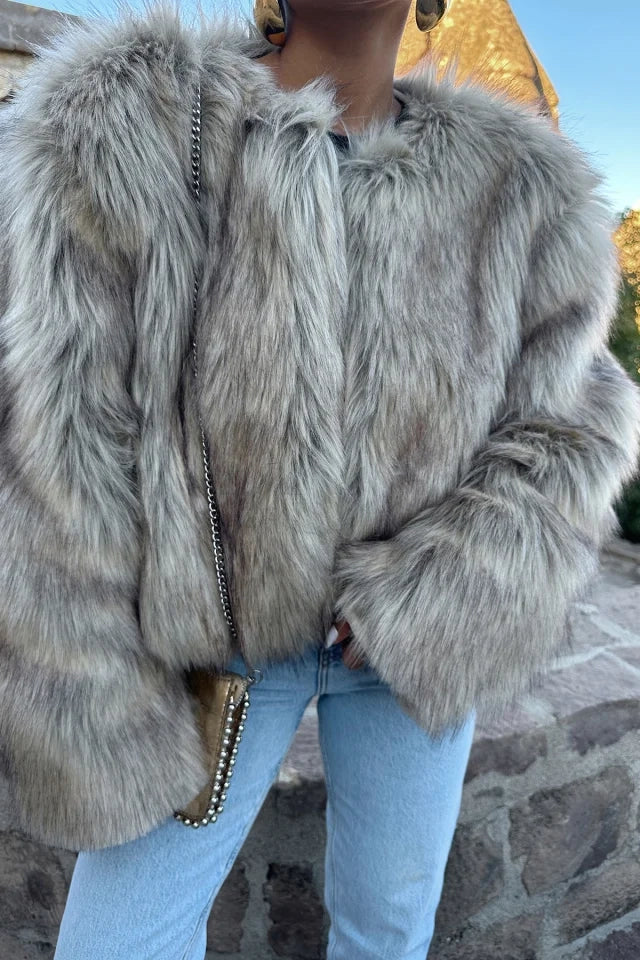 Cream Fur Detail Jacket