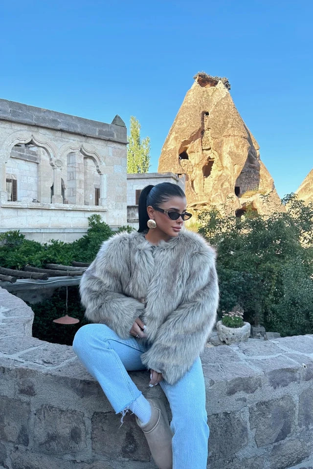 Cream Fur Detail Jacket