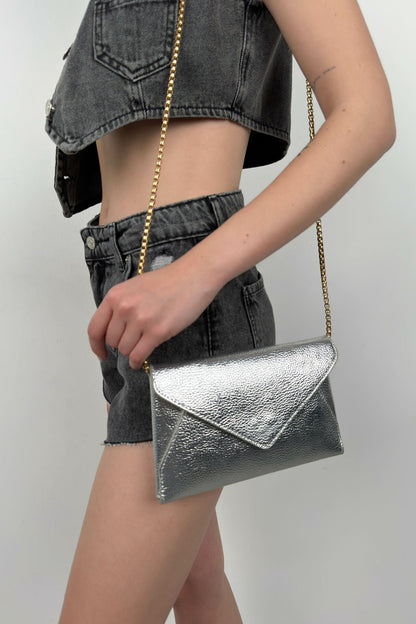 Lame Silver Envelope Bag