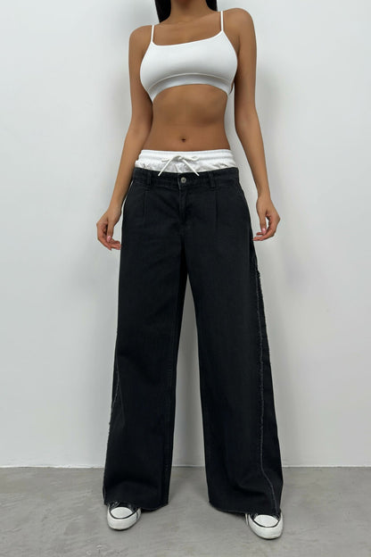 Elastic Boxer Low Waist Gray Jean Double Suit