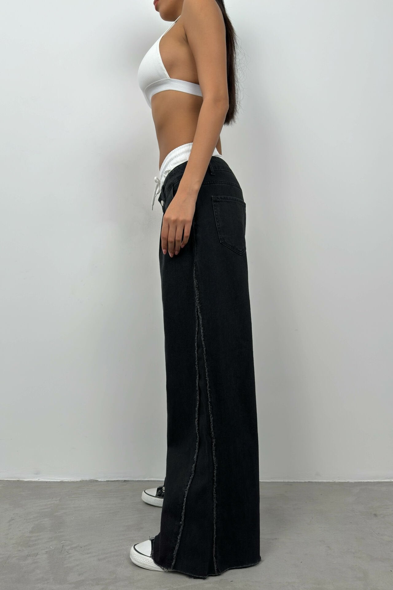 Elastic Boxer Low Waist Gray Jean Double Suit