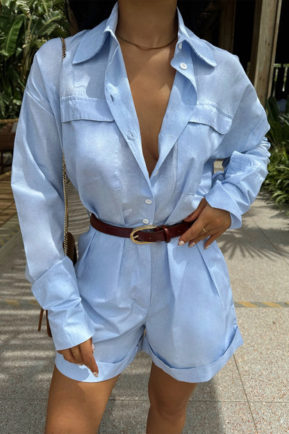 Blue Pocket Detailed Jumpsuit