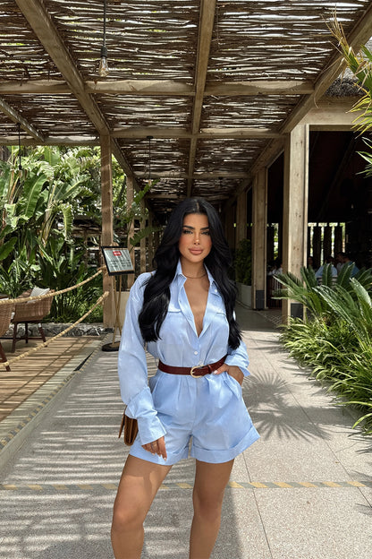 Blue Pocket Detailed Jumpsuit