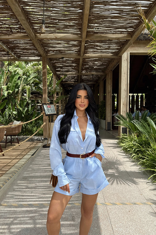 Blue Pocket Detailed Jumpsuit