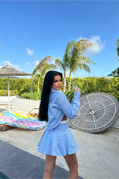 Blue Camile Striped Suit