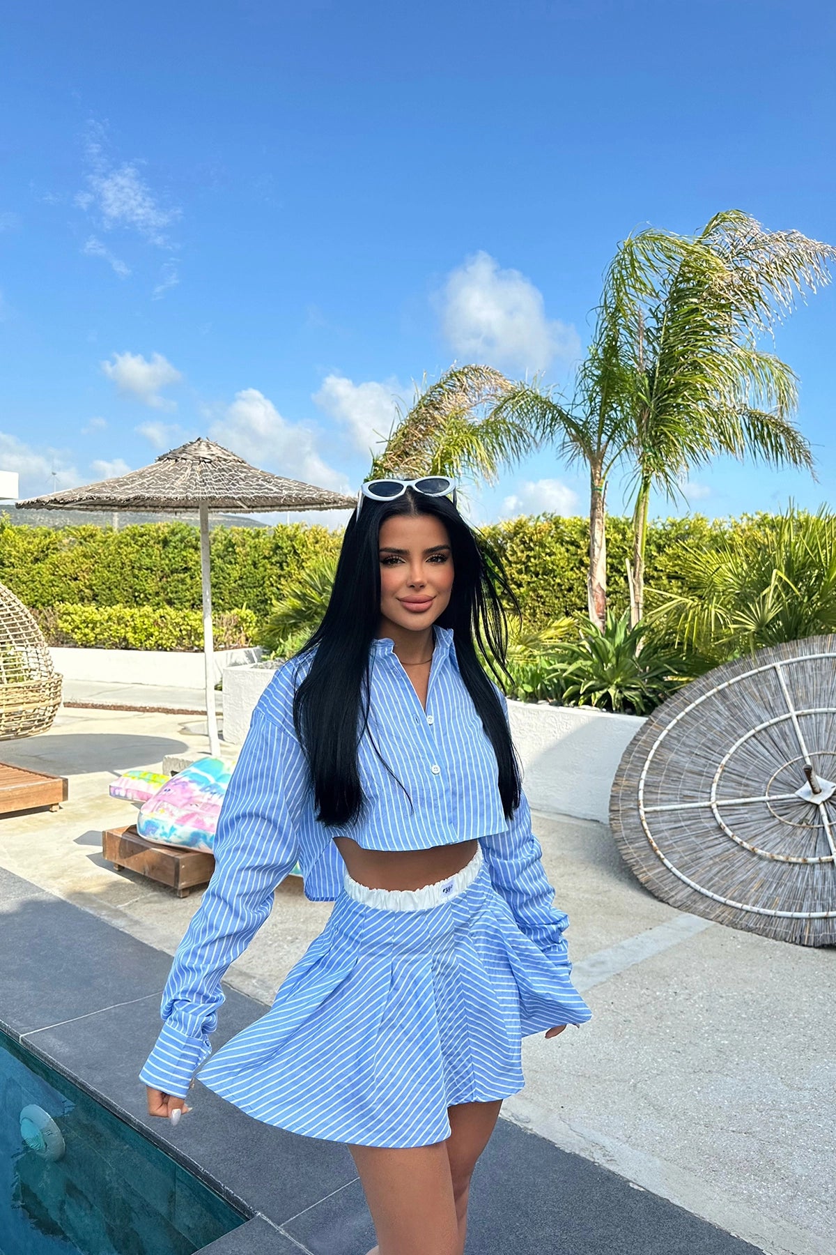 Blue Camile Striped Suit