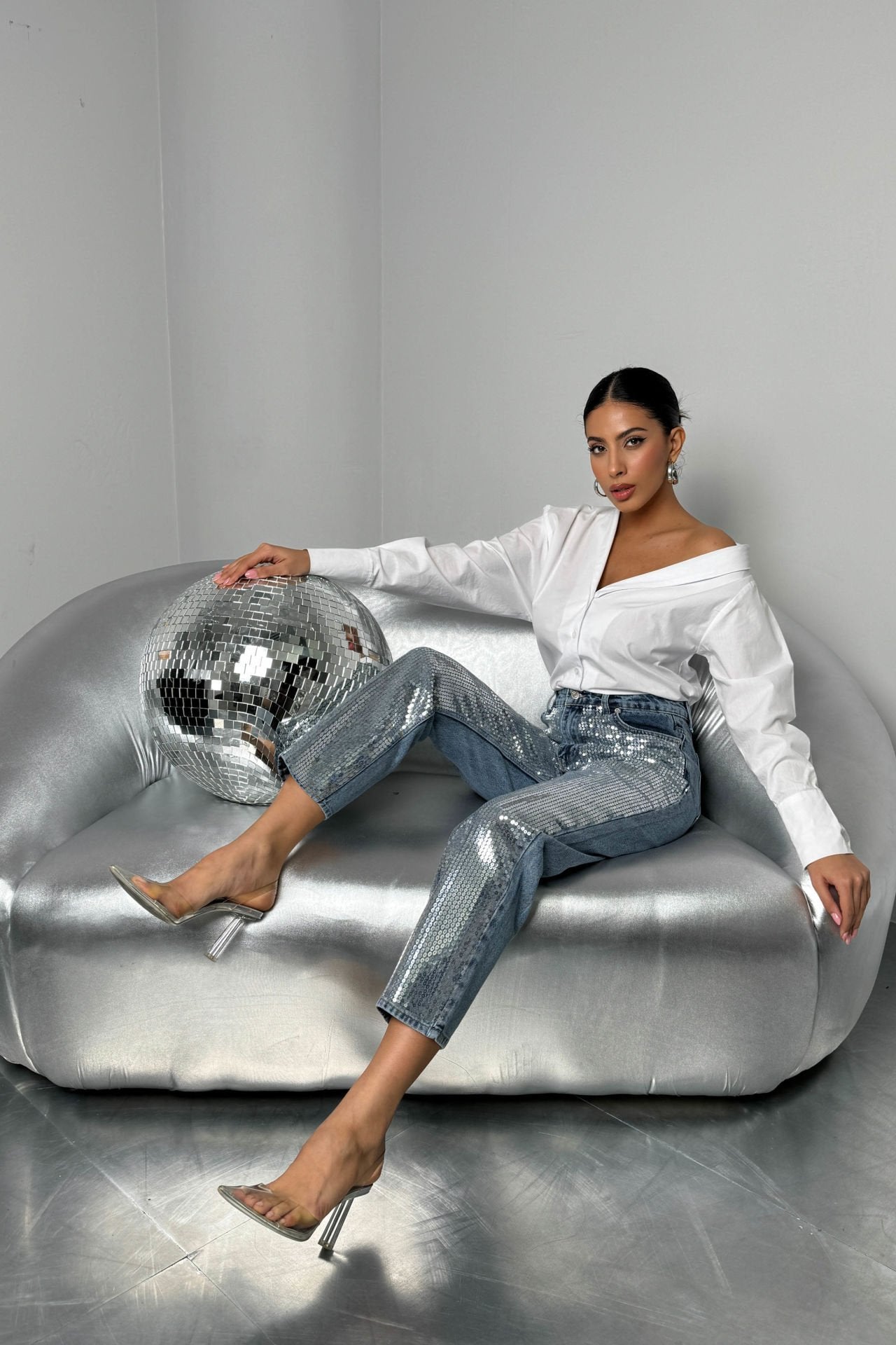 Metallic Detail Blue Jean