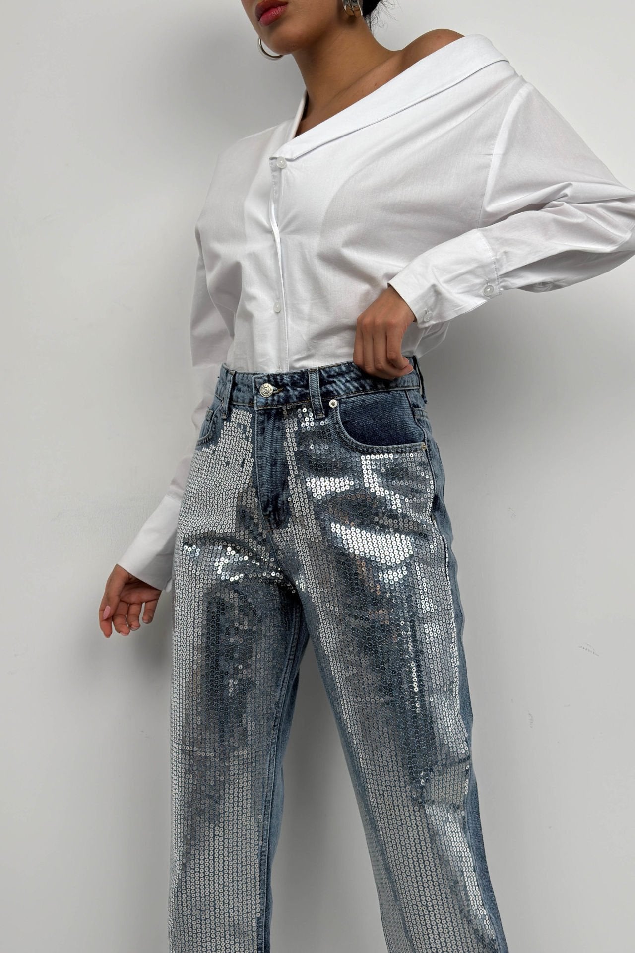 Metallic Detail Blue Jean