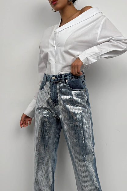 Metallic Detail Blue Jean