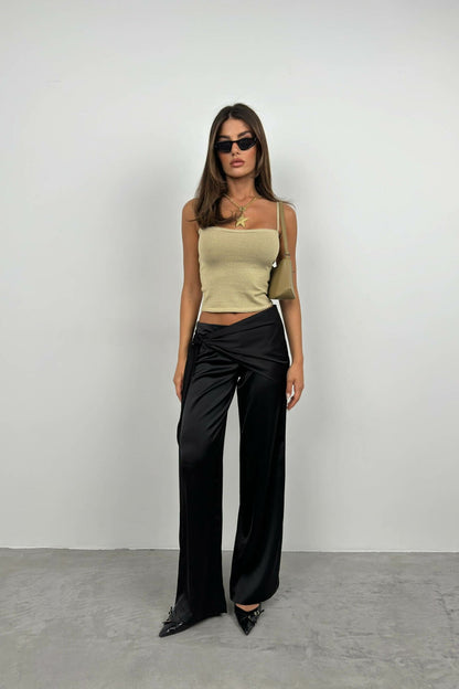 Front Tie Satin Trousers
