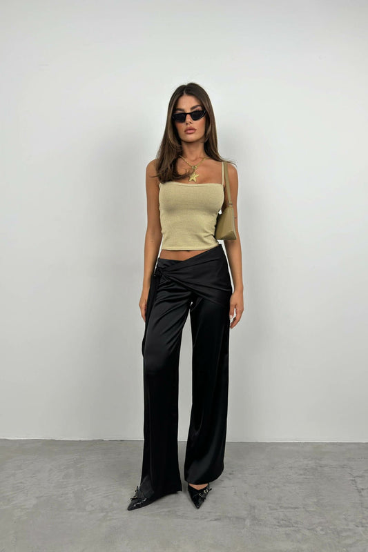 Front Tie Satin Trousers