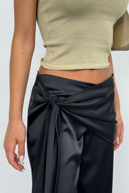 Front Tie Satin Trousers