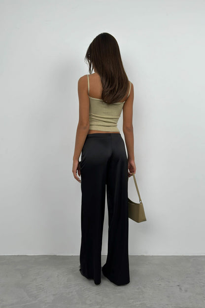 Front Tie Satin Trousers