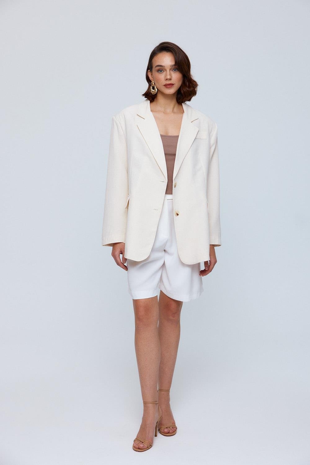 Oversize Linen Ecru Women's Jacket