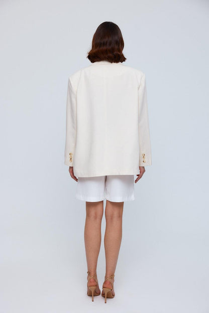 Oversize Linen Ecru Women's Jacket