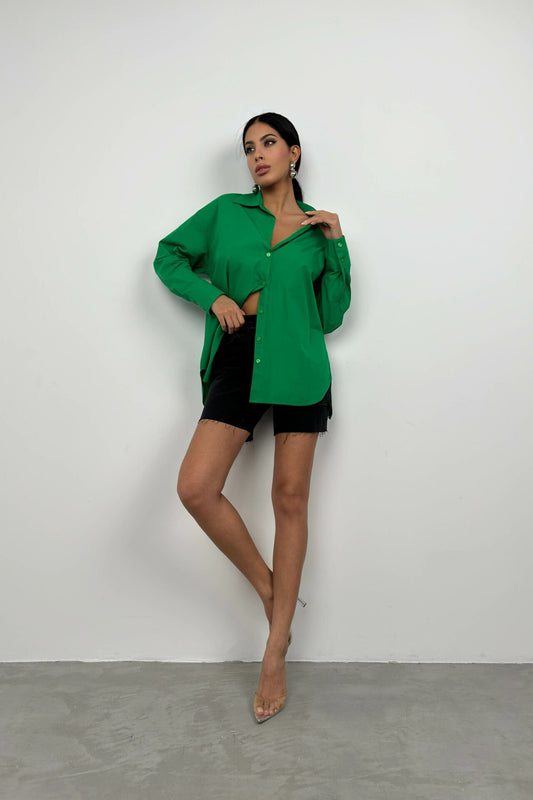 Backless Lace Up Green Shirt