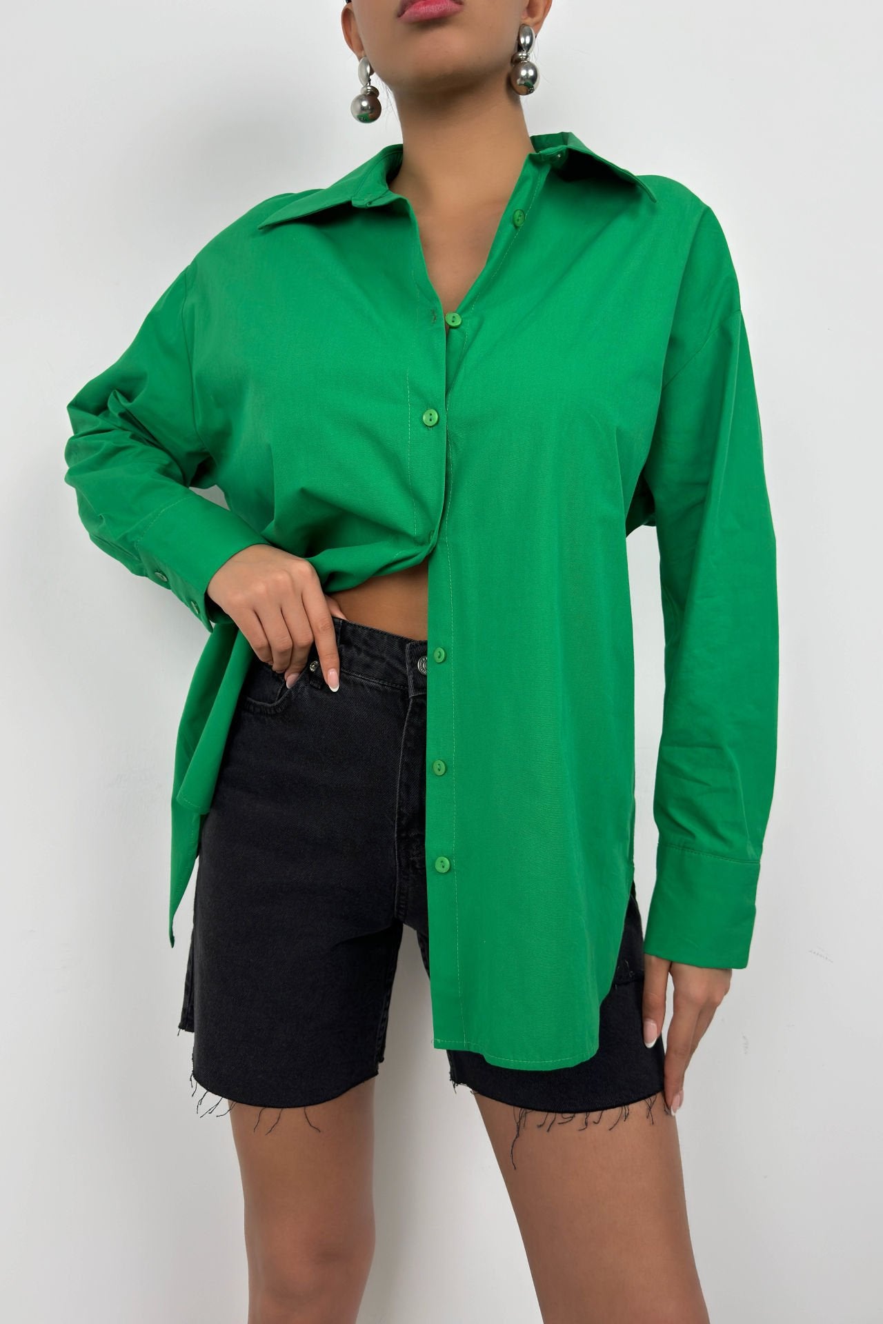 Backless Lace Up Green Shirt