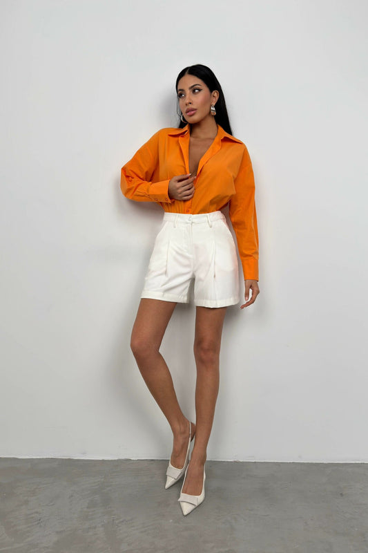 Backless Lace Up Orange Shirt