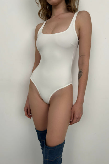 Backless White Swimming Swimsuit
