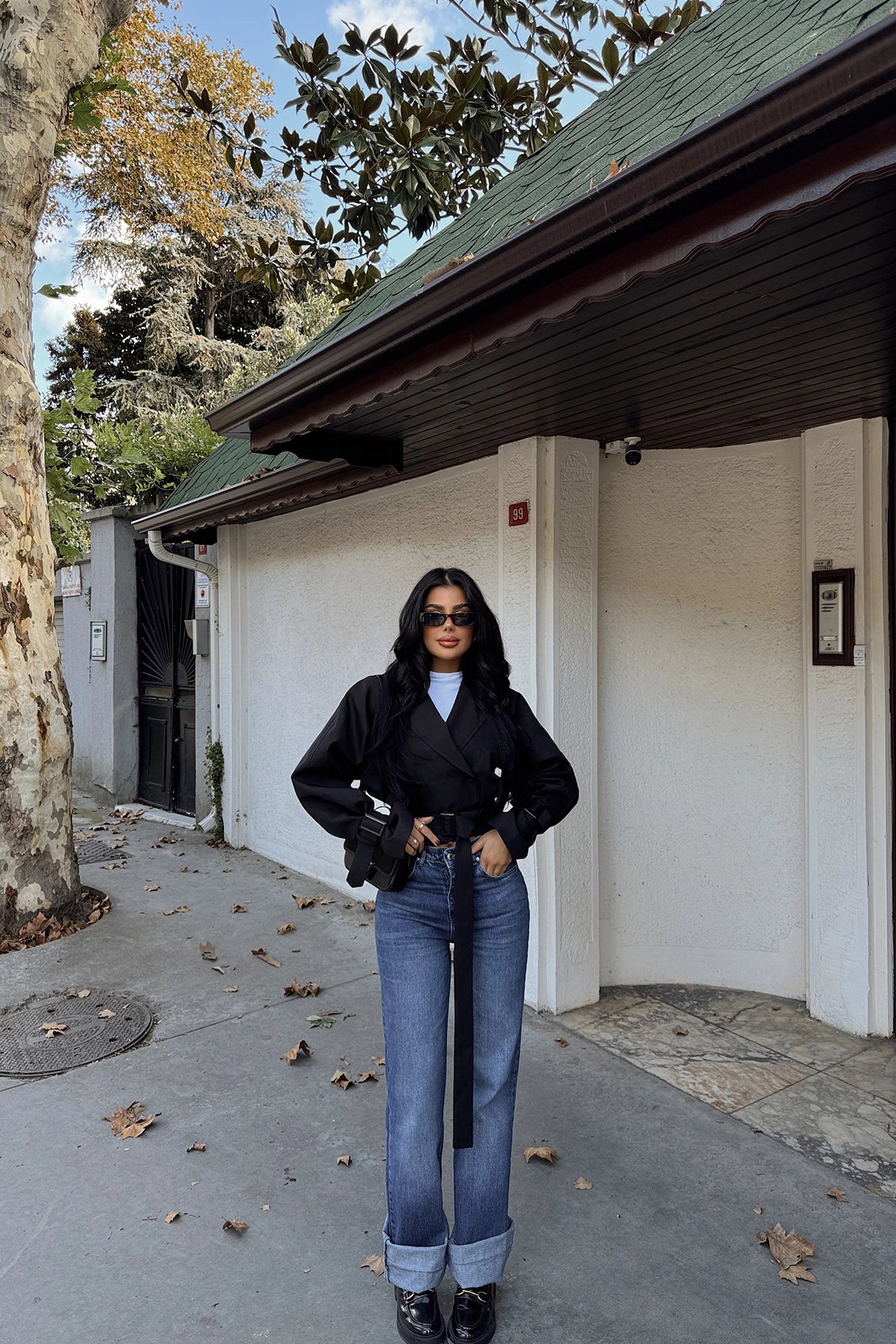 Black Double Breasted Collar Jacket